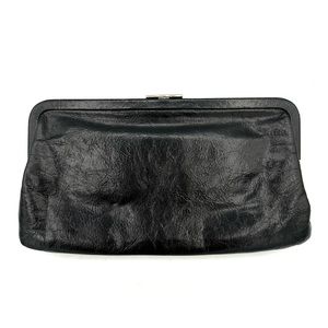 HOBO Classic Wallet Clutch glossy black metal closure floral lining